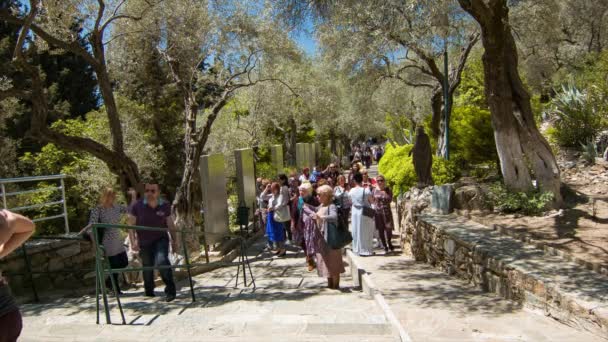 Selcuk Turecká Turisté Přijíždějící Domu Panny Marie Katolická Muslimská Svatyně — Stock video