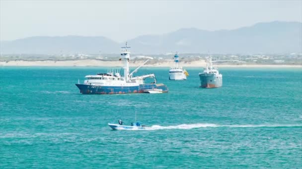 Imagens Navios Flutuando Porto Oceânico — Vídeo de Stock