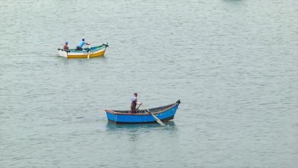 Locali Peruviani Piccole Barche Pesca Canottaggio Shore Salaverry Peru — Video Stock