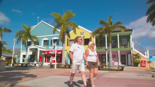 Philipsburg Maarten Caribe Colonial Shopping Scene Featuring Colorful Building Exteriors — Vídeo de stock