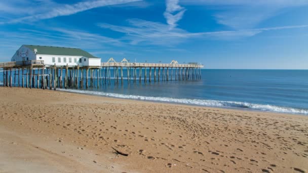 Kitty Hawk Pier Nas Margens Externas Carolina Norte Esticando Sobre — Vídeo de Stock