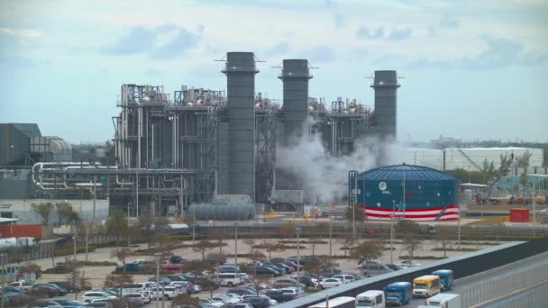 Raffineries Chimiques Gaz Pétrole Lauderdale Port Everglades Rejetant Fumée Blanche — Video