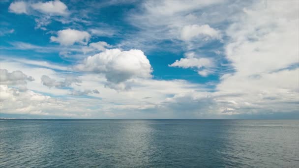 Brede Mediterrane Zeegezicht Zuid Spanje Met Dramatische Witte Wolken Een — Stockvideo