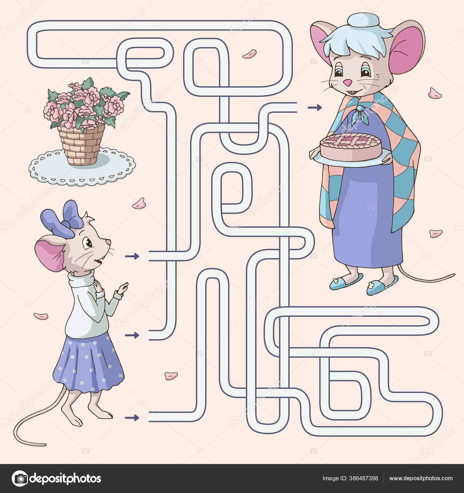 Labirinto Jogo Labirinto Para Crianças Ajuda Bonito Anime Menina