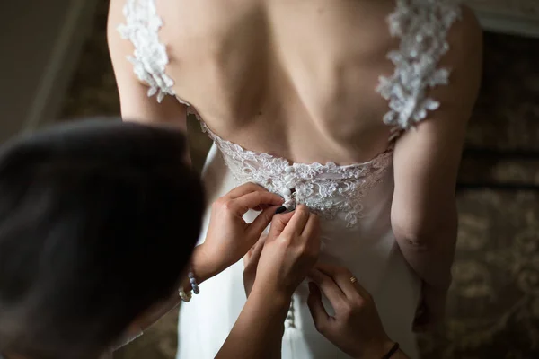 Застежка свадебное платье . — стоковое фото