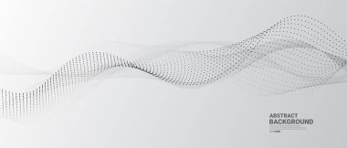 Akan parçacıkların olduğu gri beyaz soyut arkaplan. Dijital gelecek teknolojisi kavramı. 