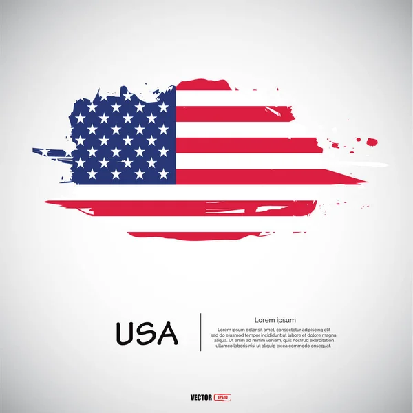 Flag Usa Brush Stroke Grunge Style Background Vector — 스톡 벡터
