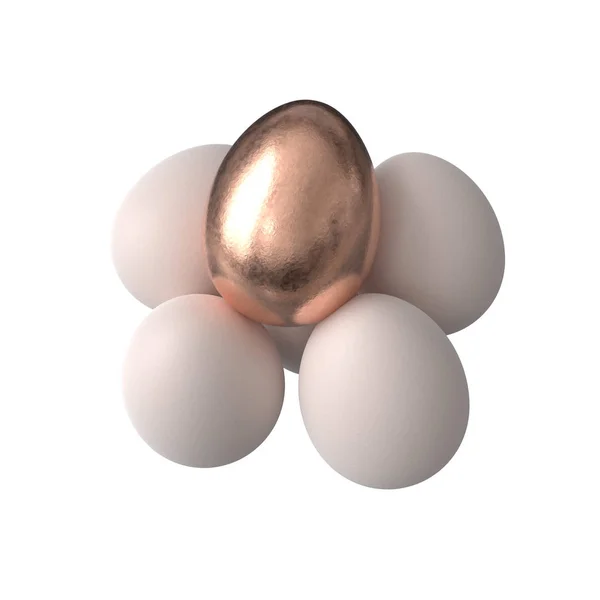 Beyaz arka plan üzerinde izole bir altın ile Yumurta