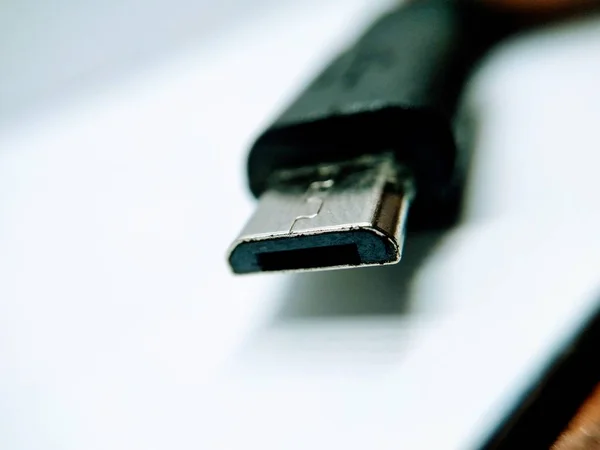 Macro Usb Geïsoleerd Witte Achtergrond — Stockfoto