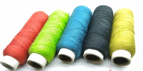 Picture Colourful Rolls Thread White Background — Stock Photo, Image