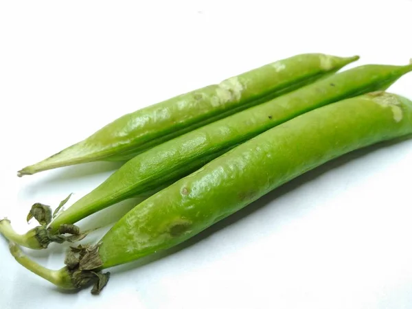 Picture Fresh Green Pea Pods White Background — Stock Photo, Image