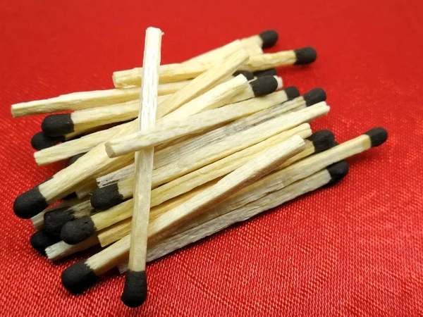 Picture Matchsticks Isolated Red Background — Stock Photo, Image