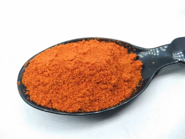 Picture Red Chili Powder Black Spoon — Stock Photo, Image