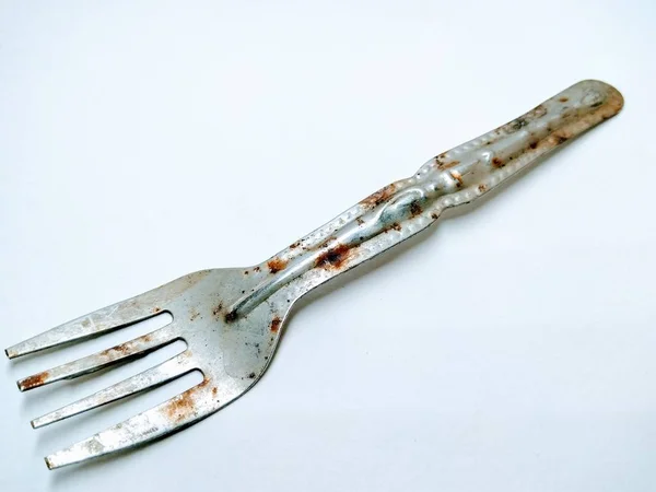 Una Imagen Tenedor Oxidado Aislado Sobre Fondo Blanco —  Fotos de Stock