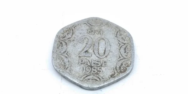 Белом Фоне Изображена Двадцатилетняя Монета — стоковое фото