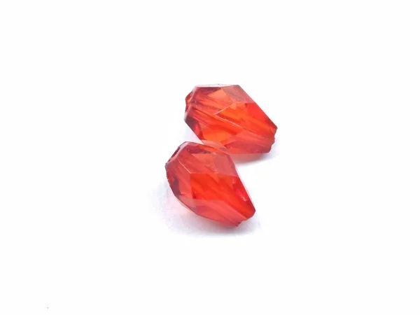 Une Image Deux Diamants Rouges Isolés Sur Fond Blanc — Photo