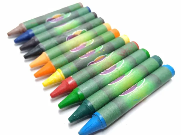 Picture Wax Crayons Color Isolated White Background — Stock Photo, Image