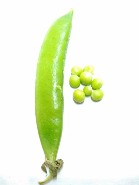 Portrait Picture Green Peas Pod White Background — Stock Photo, Image