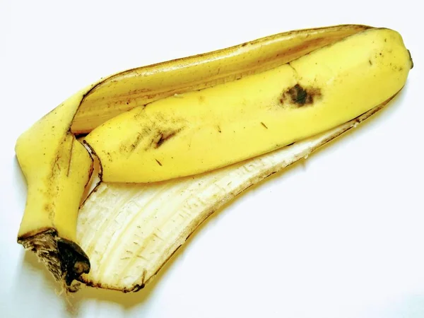 Een Foto Van Banaan Korst Witte Achtergrond — Stockfoto