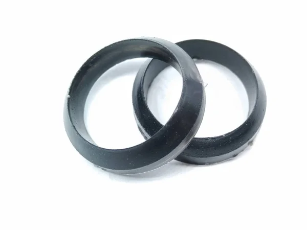 Een Foto Van Zwarte Rubberen Ring Geïsoleerd Witte Achtergrond — Stockfoto