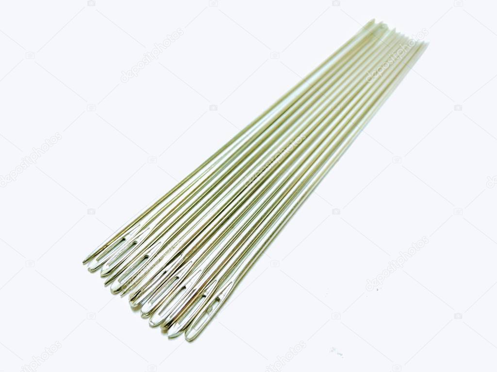 A picture of big needles isolated on a white background