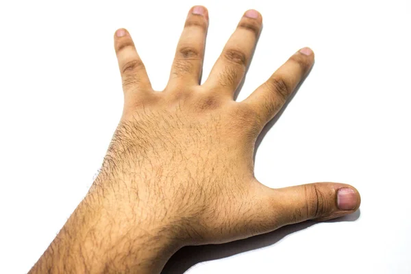Een Schilderstuk Van Mannelijke Hand Witte Achtergrond — Stockfoto