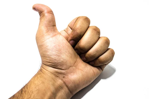 Ein Bild Der Männlichen Hand Auf Weißem Hintergrund — Stockfoto