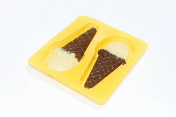 Uma Imagem Cone Chocolate Com Fundo Branco — Fotografia de Stock