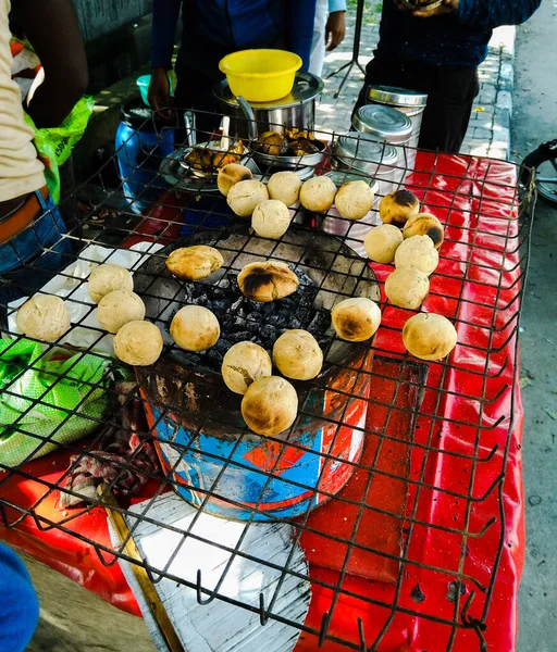 Una Imagen Litti Chokha Con Enfoque Seleccionado — Foto de Stock