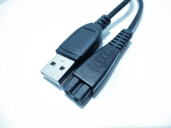 Una Imagen Cable Usb Con Enfoque Seleccionado —  Fotos de Stock