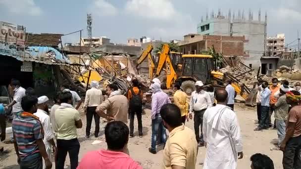 Utter Pardesh India Illegale Gebouwen Vernietigd Door Indiase Overheid Noida — Stockvideo