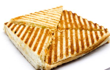 Beyaz arkaplanda bir sandviç resmi