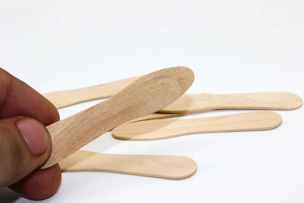 Picture Wood Spoon White Background — Stock Photo, Image