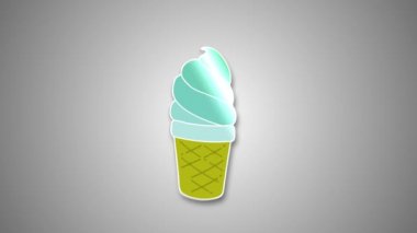 Dondurma Düz Canlandırma Simgesi. Proje ve Açıklayıcı Video 'yu Geliştirecek 4k Canlandırılmış Gıda ve Restoran Simgesi