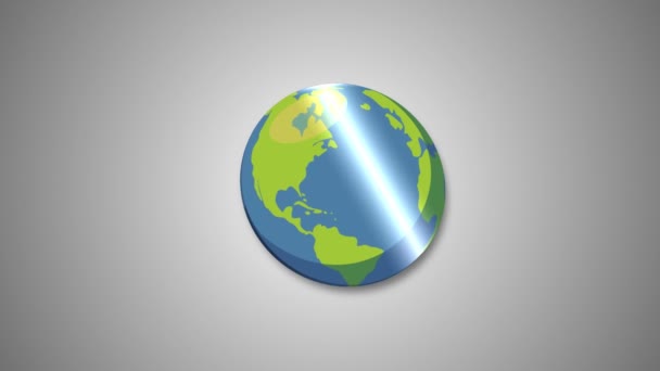 Jord Tecknad Animation Earth Rotation Rotation Jorden Animation Vit Bakgrund — Stockvideo