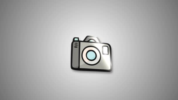 Cartoon Camera Vector Art Animatie Alpha Channel Achtergrond Eenvoudige Animatie — Stockvideo