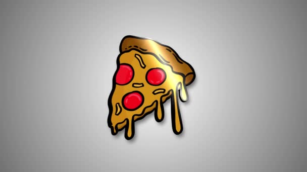 Animated Pizza Icon Graphic Design — Stock Video