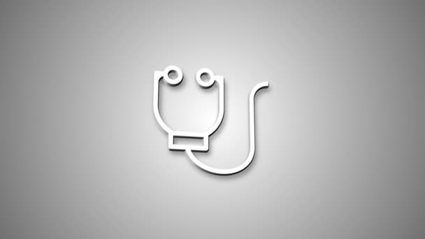 Stethoscope Line Icon Animation Graphique Mouvement Avec Canal Alpha — Video