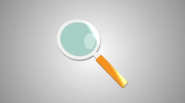 Büyütme cam animasyonu. Animasyon aranıyor. Mavi arkaplan