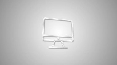 Animasyon çizilmiş bilgisayar simgesi. Animasyon, resim, hareket grafikleri. Sosyal medya, arayüzler, bilgi grafikleri ve web siteleri için kullanışlı. Krom anahtar,