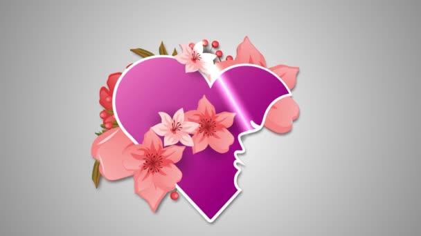 Woman Avatar Animated Cartoon Woman Flowers Icon Alpha Channel Background — Stock Video