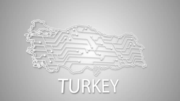Turkey Map Tech Backnel Animation — стокове відео