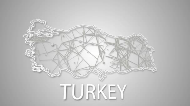 Τουρκικός Χάρτης Tech Background Loop Animation — Αρχείο Βίντεο