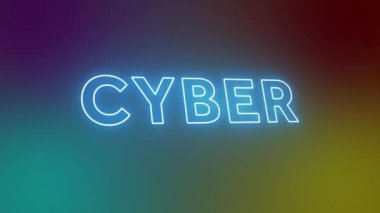 Siber Neon Metin İşareti, Neon Parlak Rengi Tertemiz sanat arkaplanı, Teknolojik yazma gabstrakt ekran 4k