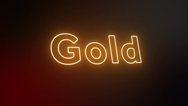 Gold Neon Text Sign Neon Záře Barva Pohybující Bezešvé Umění — Stock video