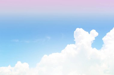 Gökyüzü ve bulutlar pastel tonlarda. Romantik aşk kavramında grafik tasarımı ya da duvar kağıdı için renkli doğal arkaplan