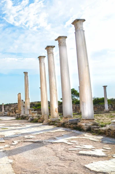 White antique columns in Salamis ruins complex, Turkish Northern Cyprus