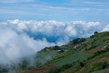 Arka planda dağlar ile kırsal manzara