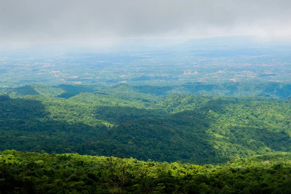 森と山の背景を持つ美しい石崖 — ストック写真