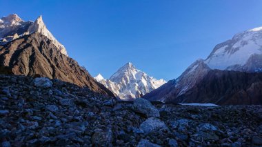 K2 and Broad Peak from Concordia in the Karakorum Mountains Pakistan clipart